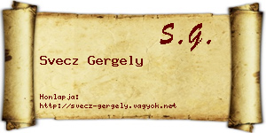 Svecz Gergely névjegykártya